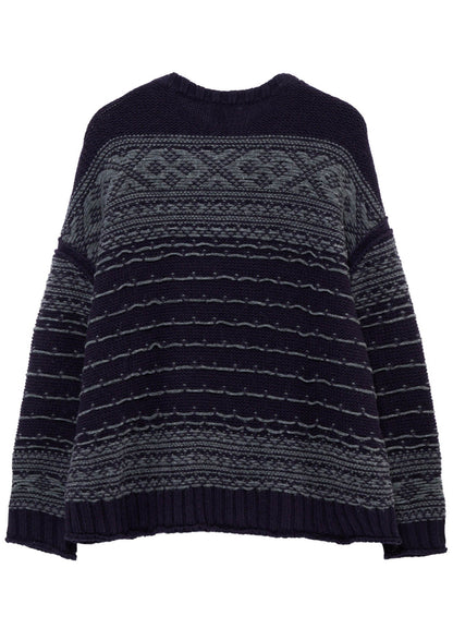 BULKY REVERSE JACQUARD BIG PULLOVER KNIT