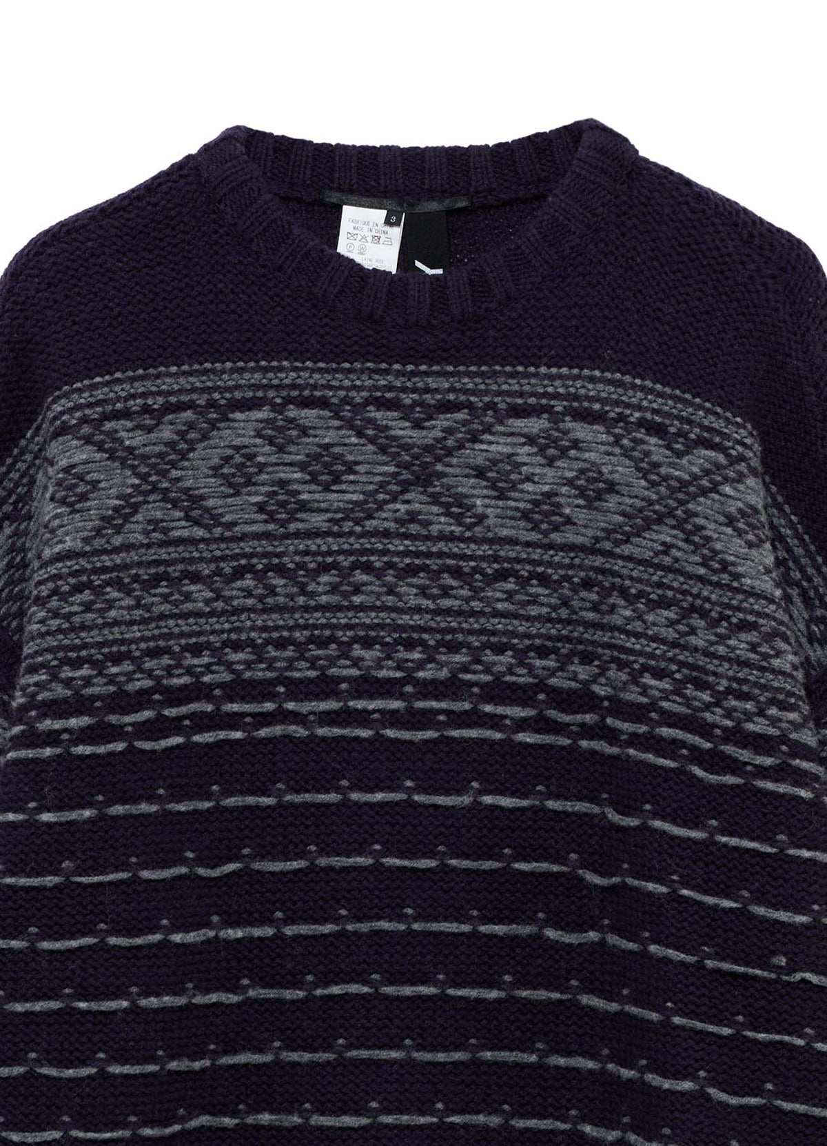 BULKY REVERSE JACQUARD BIG PULLOVER KNIT