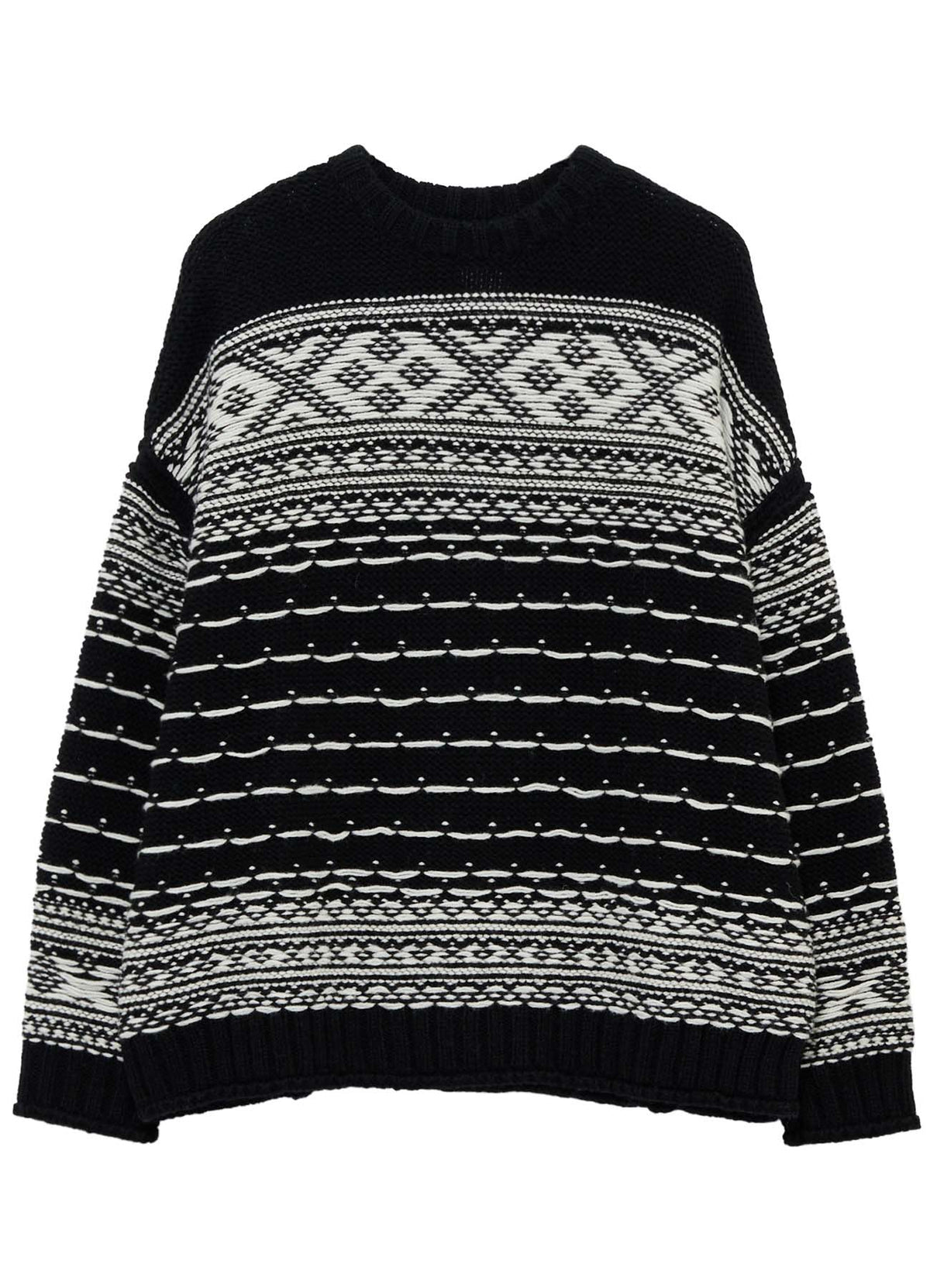 BULKY REVERSE JACQUARD BIG PULLOVER KNIT