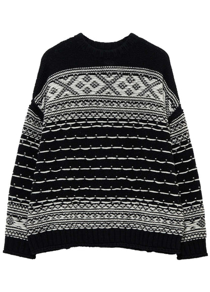 BULKY REVERSE JACQUARD BIG PULLOVER KNIT