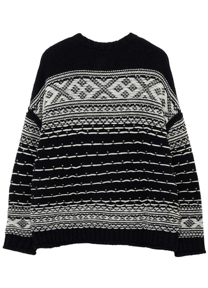 BULKY REVERSE JACQUARD BIG PULLOVER KNIT