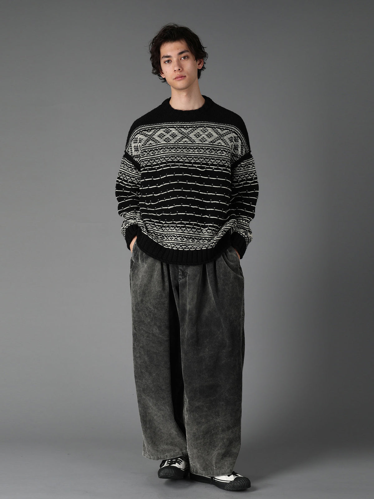 BULKY REVERSE JACQUARD BIG PULLOVER KNIT