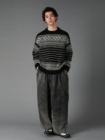 BULKY REVERSE JACQUARD BIG PULLOVER KNIT