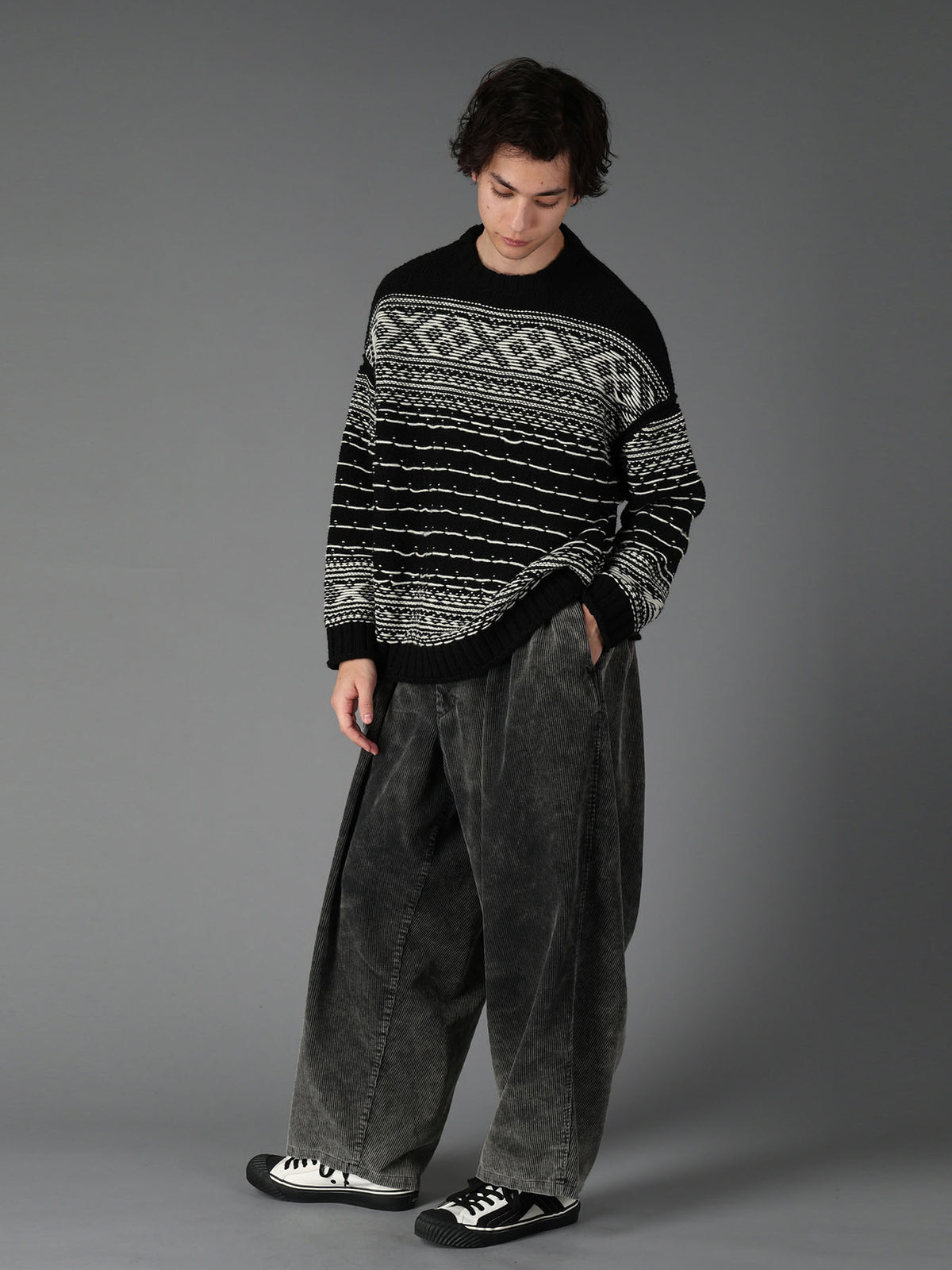 BULKY REVERSE JACQUARD BIG PULLOVER KNIT