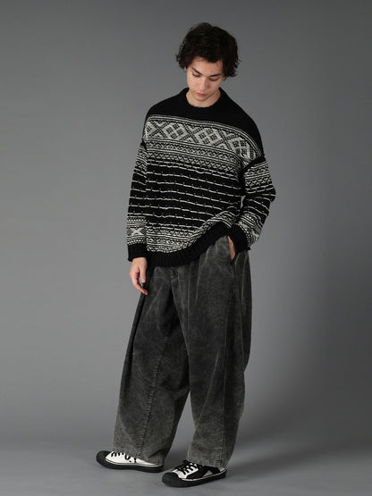 BULKY REVERSE JACQUARD BIG PULLOVER KNIT