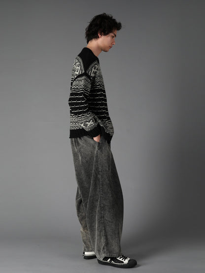 BULKY REVERSE JACQUARD BIG PULLOVER KNIT