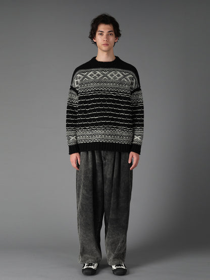 BULKY REVERSE JACQUARD BIG PULLOVER KNIT