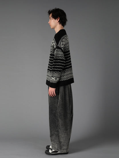 BULKY REVERSE JACQUARD BIG PULLOVER KNIT