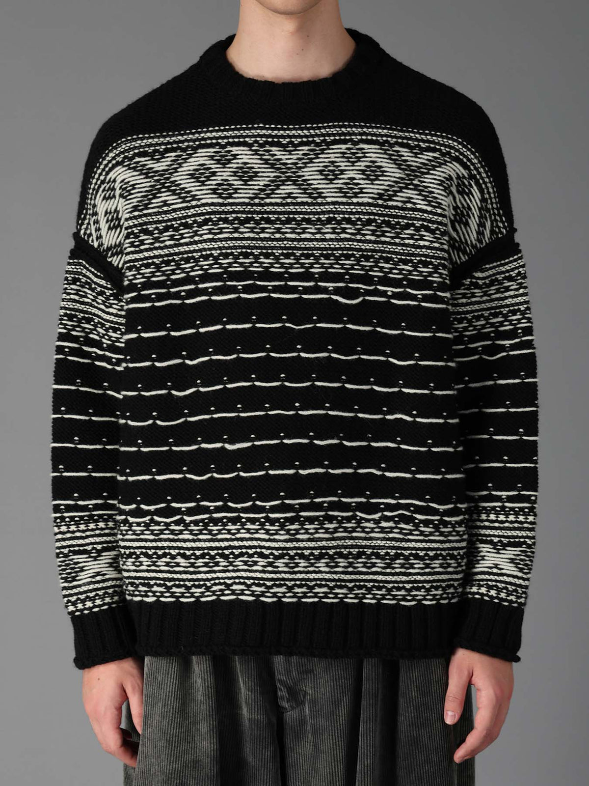 BULKY REVERSE JACQUARD BIG PULLOVER KNIT