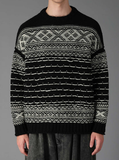 BULKY REVERSE JACQUARD BIG PULLOVER KNIT
