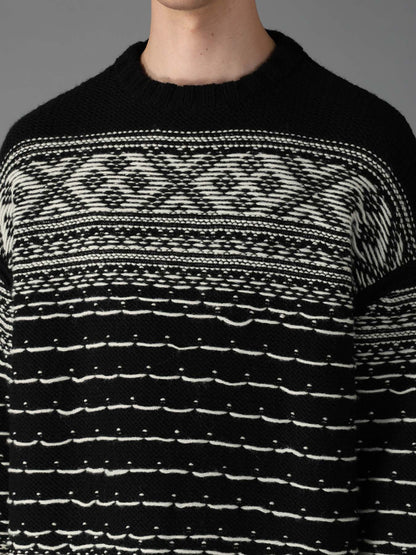 BULKY REVERSE JACQUARD BIG PULLOVER KNIT