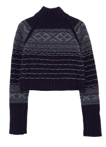 BULKY REVERSE JACQUARD SHORT PULLOVER KNIT