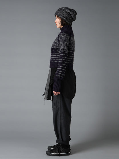 BULKY REVERSE JACQUARD SHORT PULLOVER KNIT