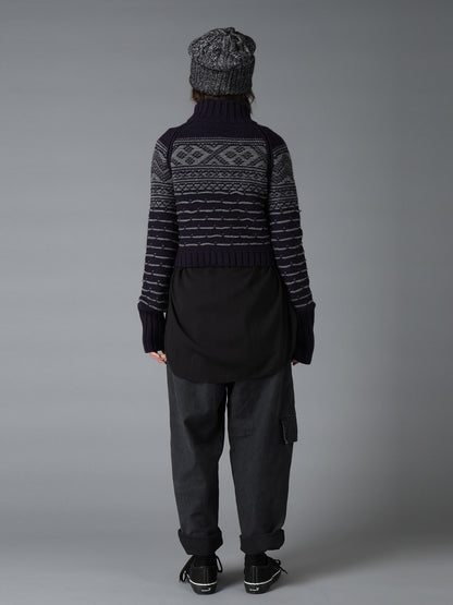 BULKY REVERSE JACQUARD SHORT PULLOVER KNIT