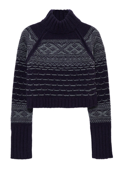 BULKY REVERSE JACQUARD SHORT PULLOVER KNIT