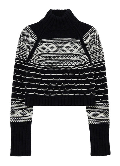 BULKY REVERSE JACQUARD SHORT PULLOVER KNIT