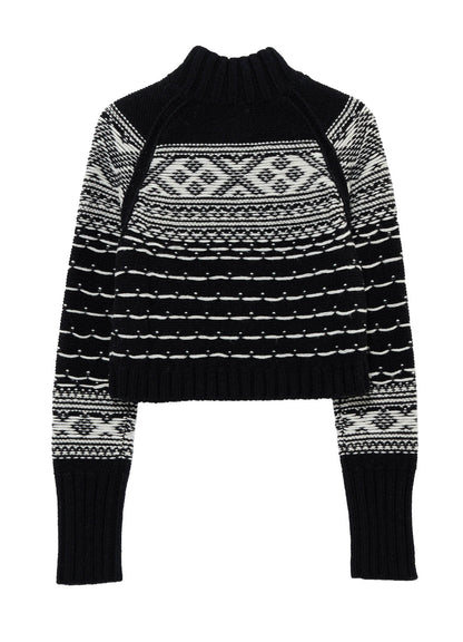 BULKY REVERSE JACQUARD SHORT PULLOVER KNIT