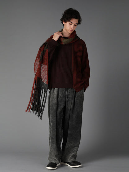 MOHAIR X BOUCLE INTARSIA KNIT SCARF