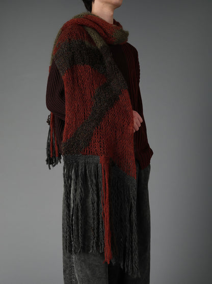 MOHAIR X BOUCLE INTARSIA KNIT SCARF