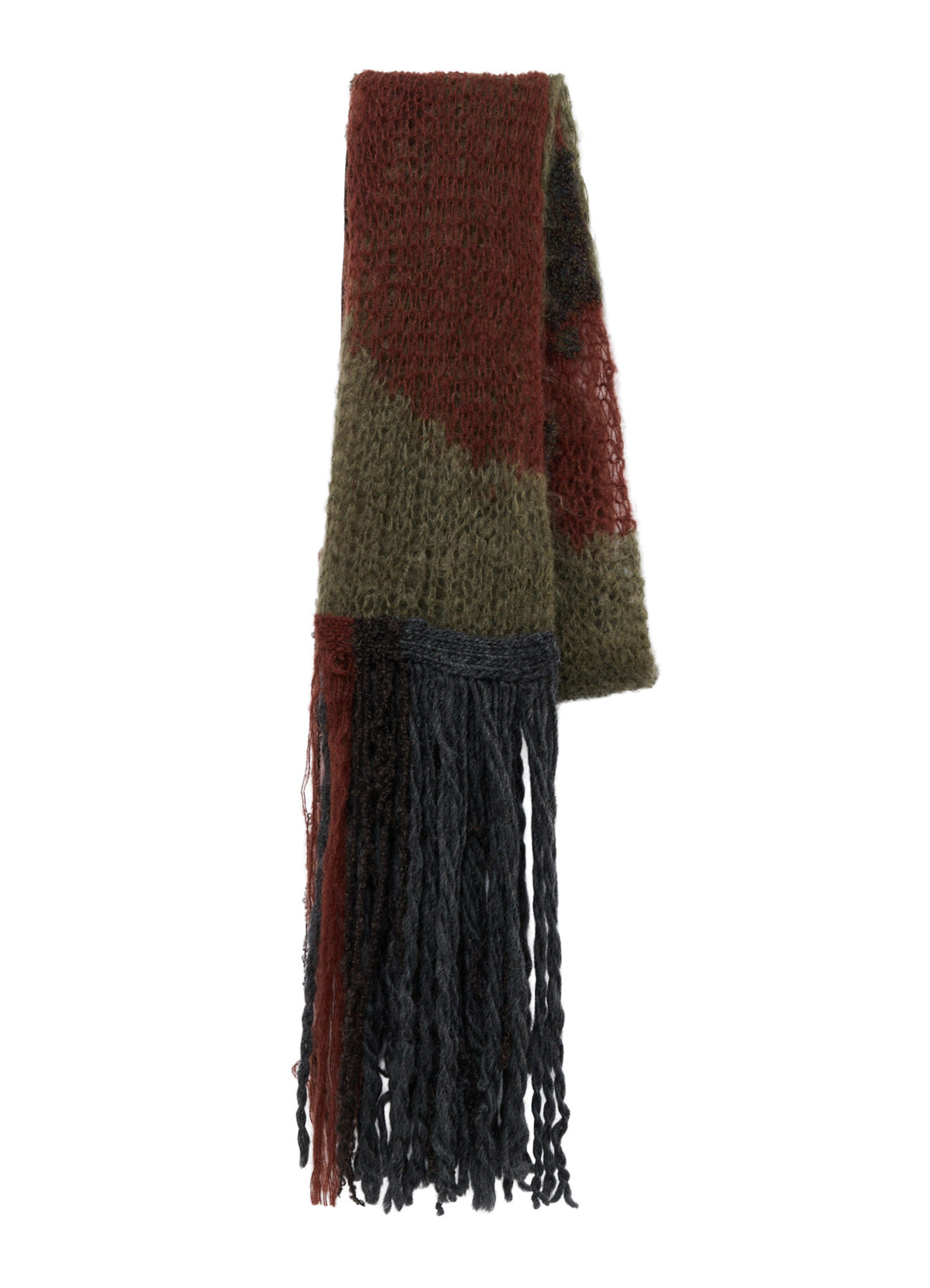 MOHAIR X BOUCLE INTARSIA KNIT SCARF
