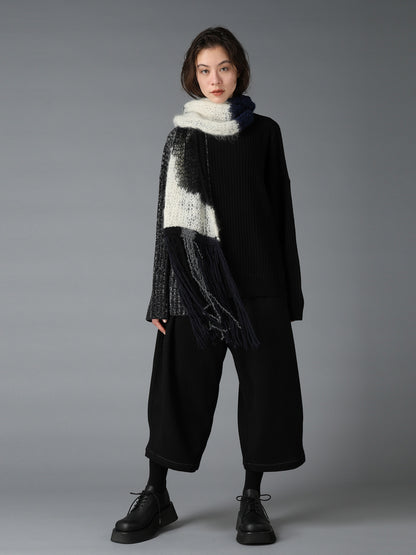 MOHAIR X BOUCLE INTARSIA KNIT SCARF