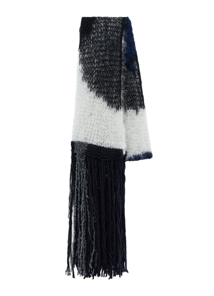 MOHAIR X BOUCLE INTARSIA KNIT SCARF