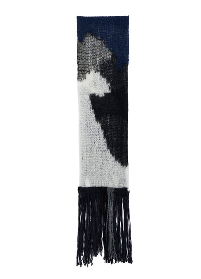 MOHAIR X BOUCLE INTARSIA KNIT SCARF