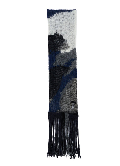 MOHAIR X BOUCLE INTARSIA KNIT SCARF