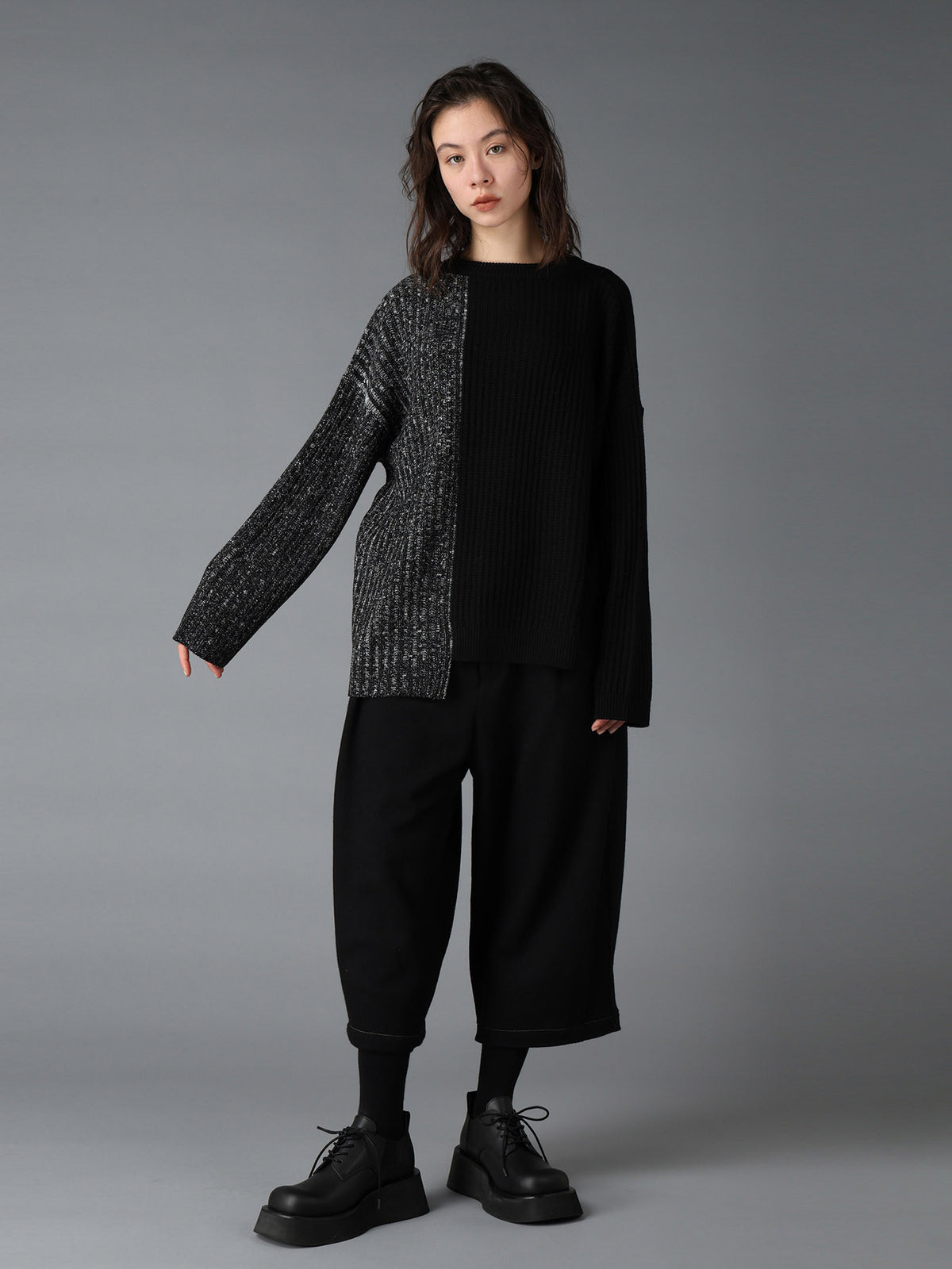 RIB X IRREGULAR LINKS PULLOVER