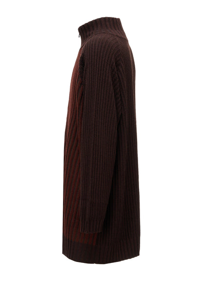 RIB X IRREGULAR LINKS ZIP CARDIGAN