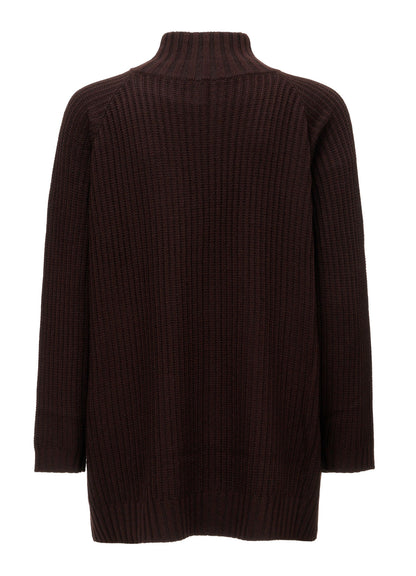 RIB X IRREGULAR LINKS ZIP CARDIGAN