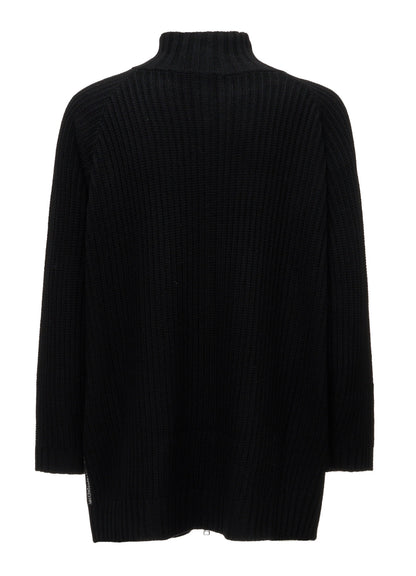 RIB X IRREGULAR LINKS ZIP CARDIGAN