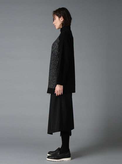 RIB X IRREGULAR LINKS ZIP CARDIGAN