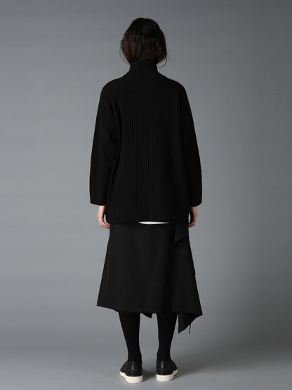 RIB X IRREGULAR LINKS ZIP CARDIGAN