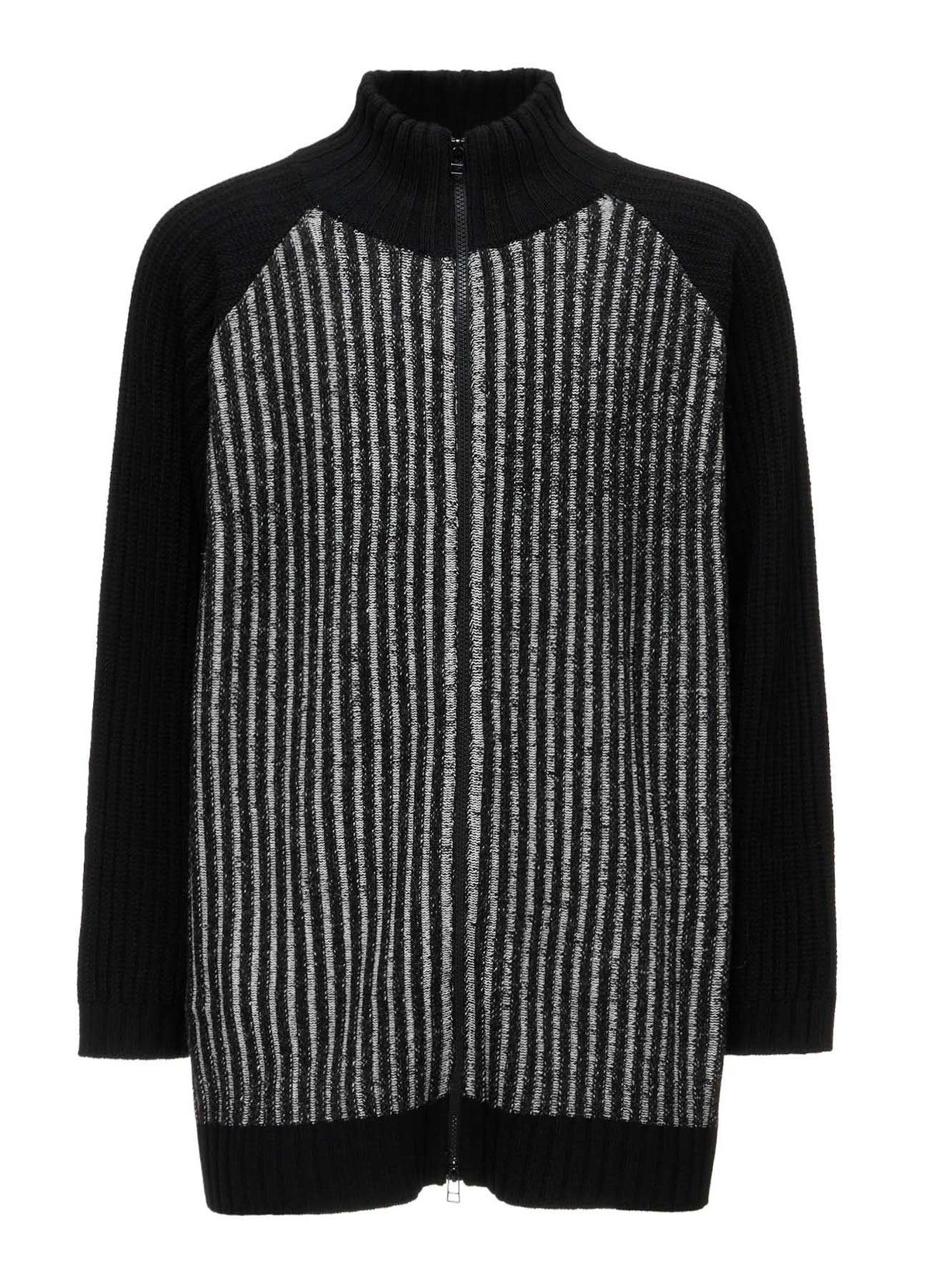 RIB X IRREGULAR LINKS ZIP CARDIGAN