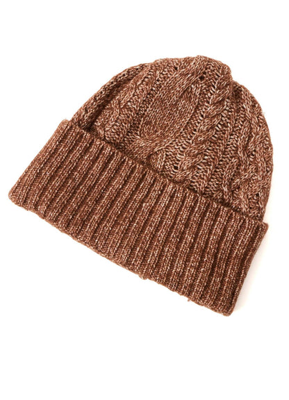 FLUFFY TUBE YARN CABLE KNIT CAP