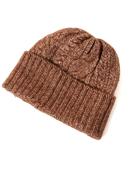 FLUFFY TUBE YARN CABLE KNIT CAP