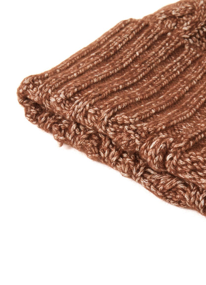 FLUFFY TUBE YARN CABLE KNIT CAP