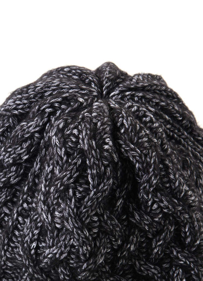 FLUFFY TUBE YARN CABLE KNIT CAP