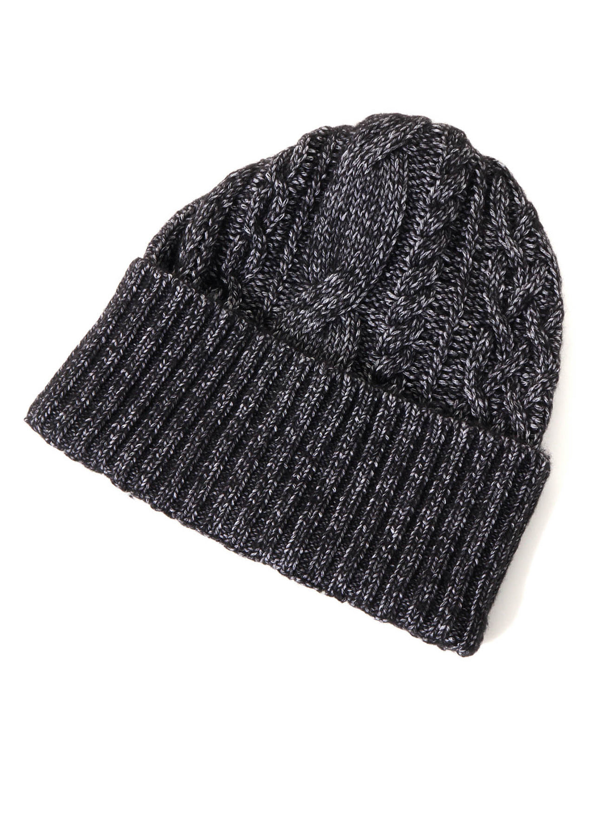 FLUFFY TUBE YARN CABLE KNIT CAP
