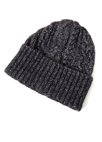 FLUFFY TUBE YARN CABLE KNIT CAP