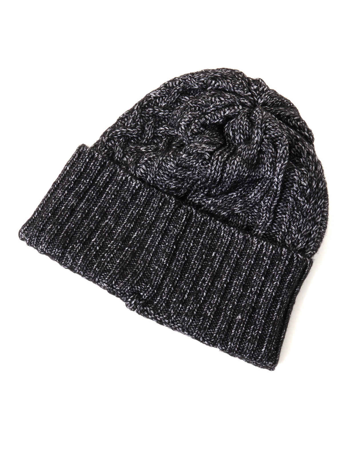 FLUFFY TUBE YARN CABLE KNIT CAP