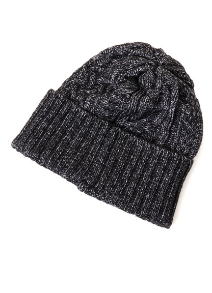 FLUFFY TUBE YARN CABLE KNIT CAP