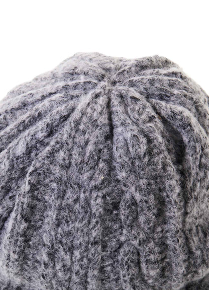 FLUFFY TUBE YARN CABLE KNIT CAP