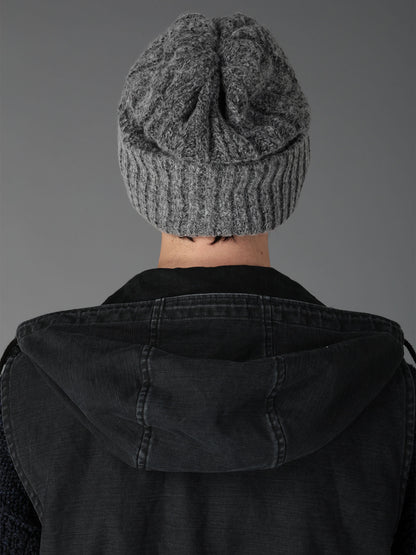 FLUFFY TUBE YARN CABLE KNIT CAP
