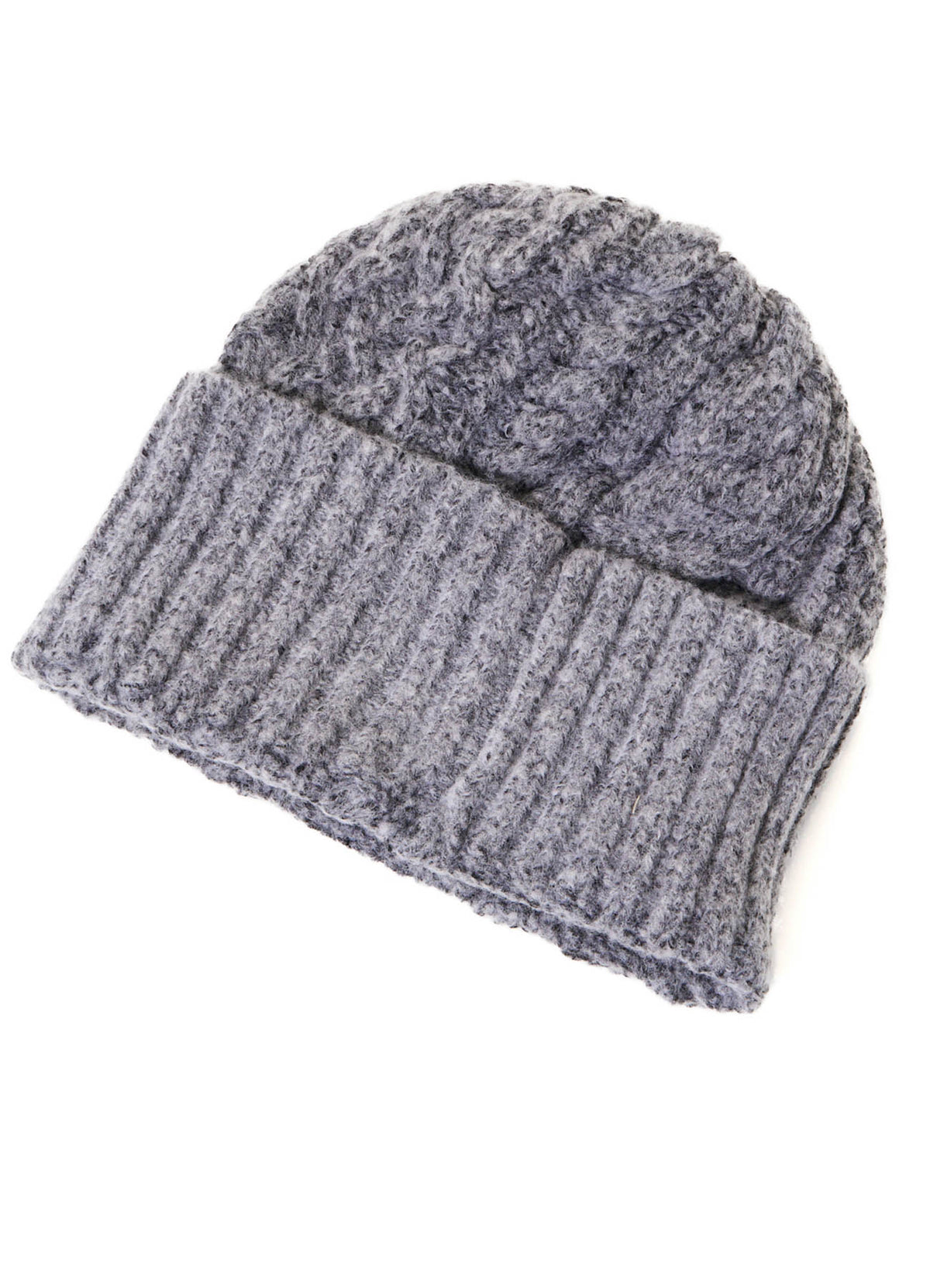 FLUFFY TUBE YARN CABLE KNIT CAP