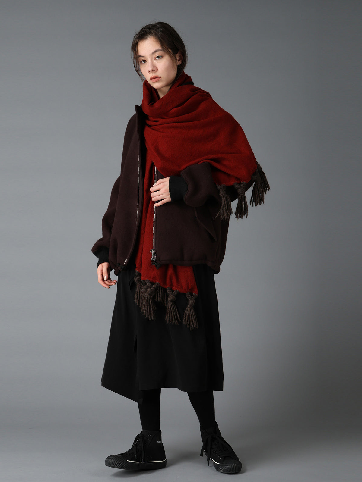 MILLING WOOL FRINGED STOLE