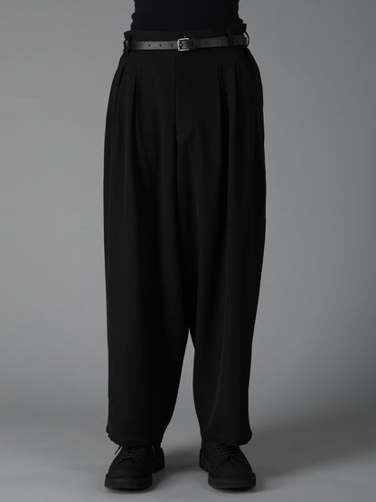 WOOL GABARDINE 12-TUCK PANTS