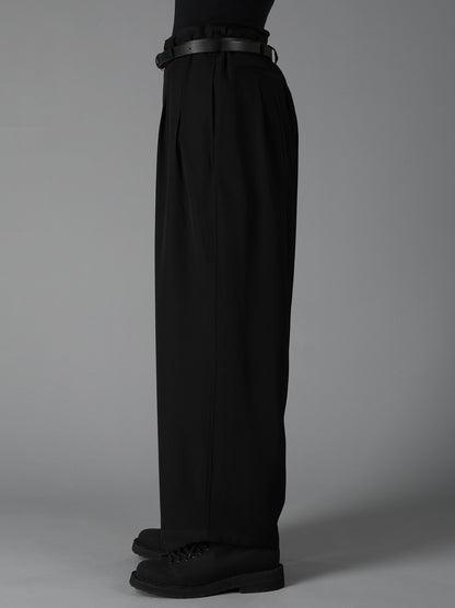 WOOL GABARDINE 12-TUCK PANTS