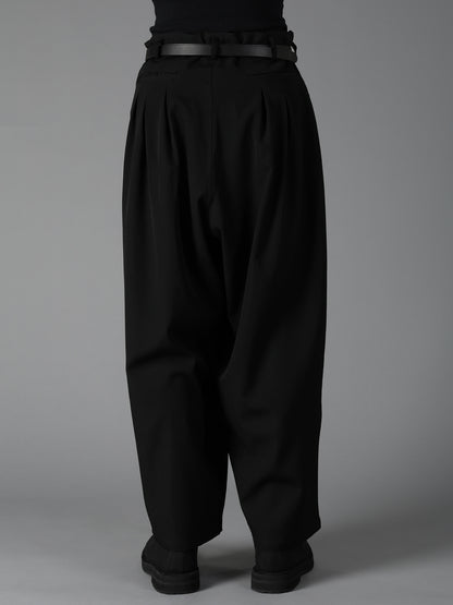 WOOL GABARDINE 12-TUCK PANTS